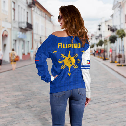 Philippines Filipinos Off Shoulder Sweatshirt Island Pride Style