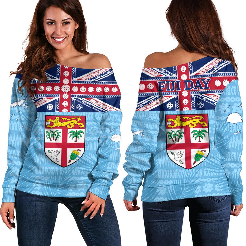 Fiji Off Shoulder Sweatshirt Fiji Day Island Crest Pride