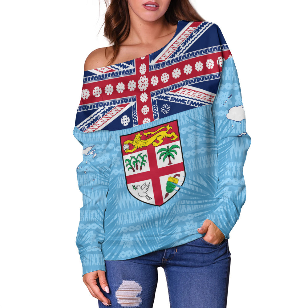 Fiji Off Shoulder Sweatshirt Fiji Day Island Crest Pride