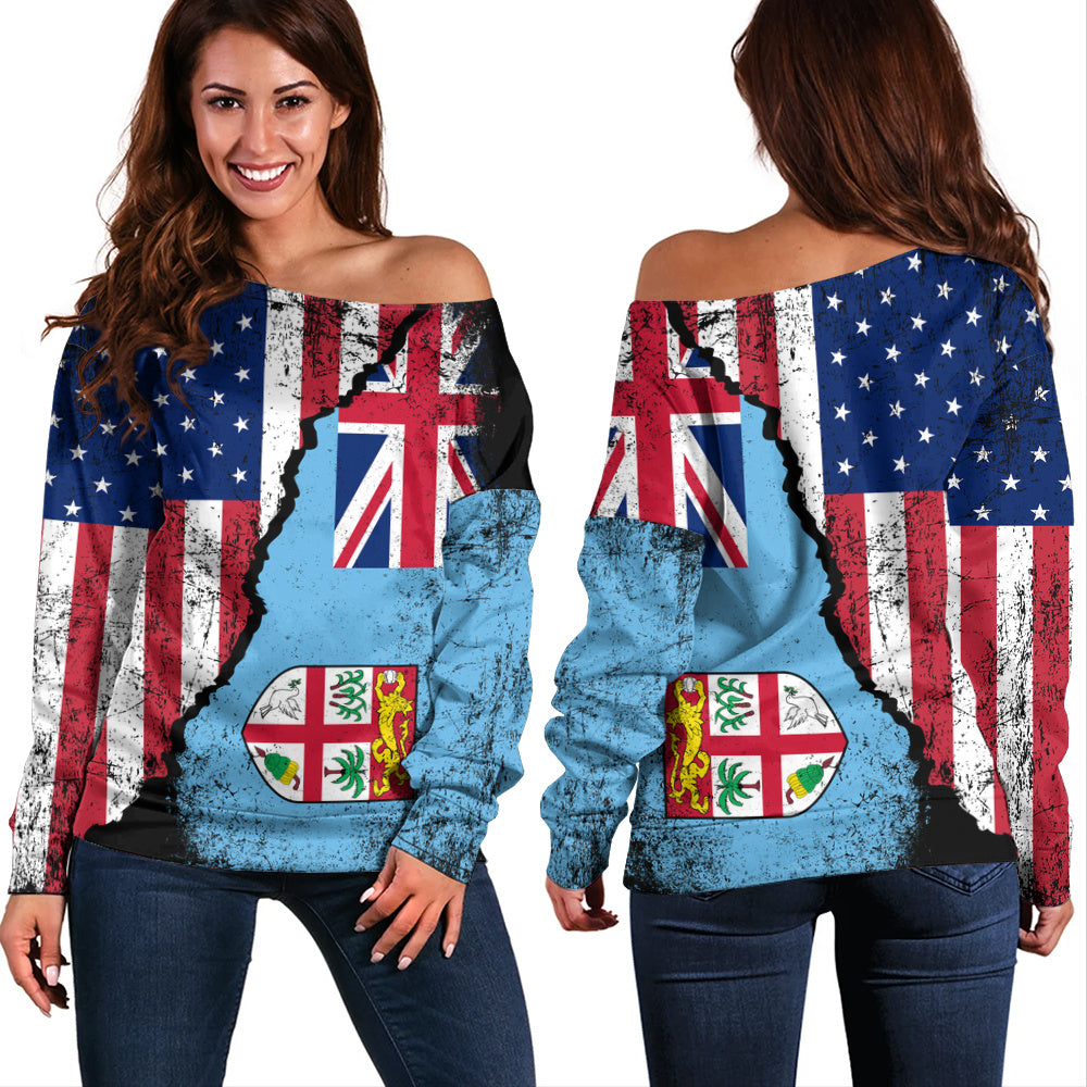 Fiji Off Shoulder Sweatshirt Fijian American Unity Style