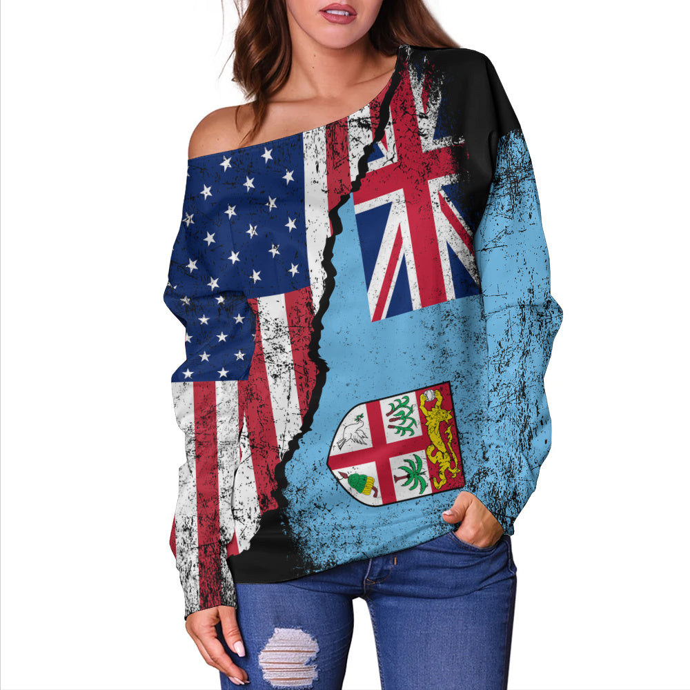 Fiji Off Shoulder Sweatshirt Fijian American Unity Style