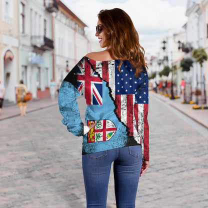 Fiji Off Shoulder Sweatshirt Fijian American Unity Style