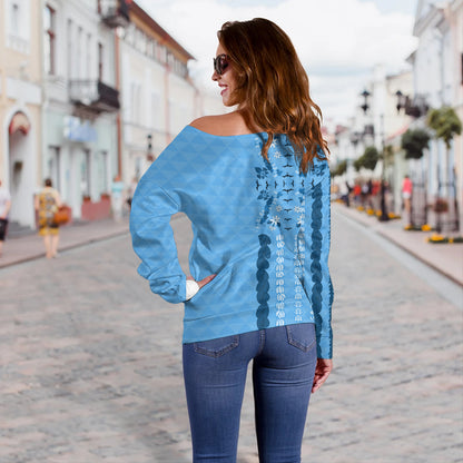 Hawaii Off Shoulder Sweatshirt Lei Flower Island Elegance