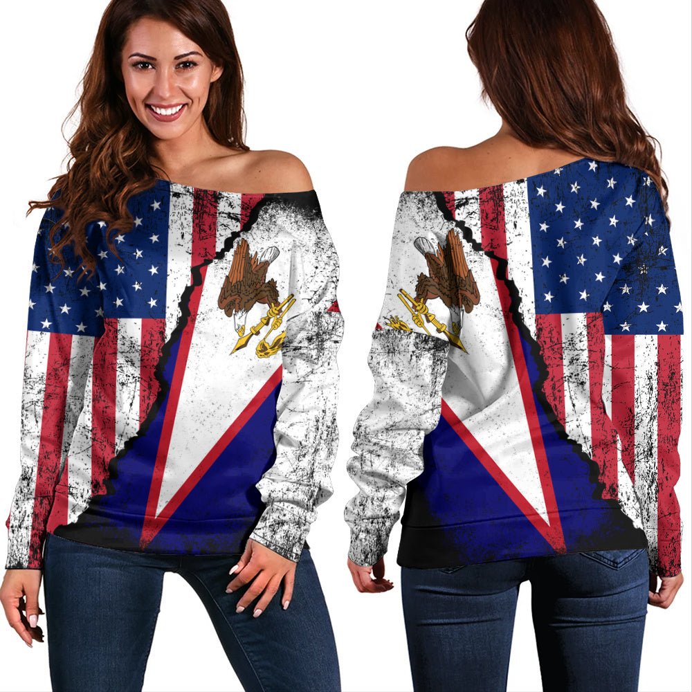 American Samoa Off Shoulder Sweatshirt American Unity Style