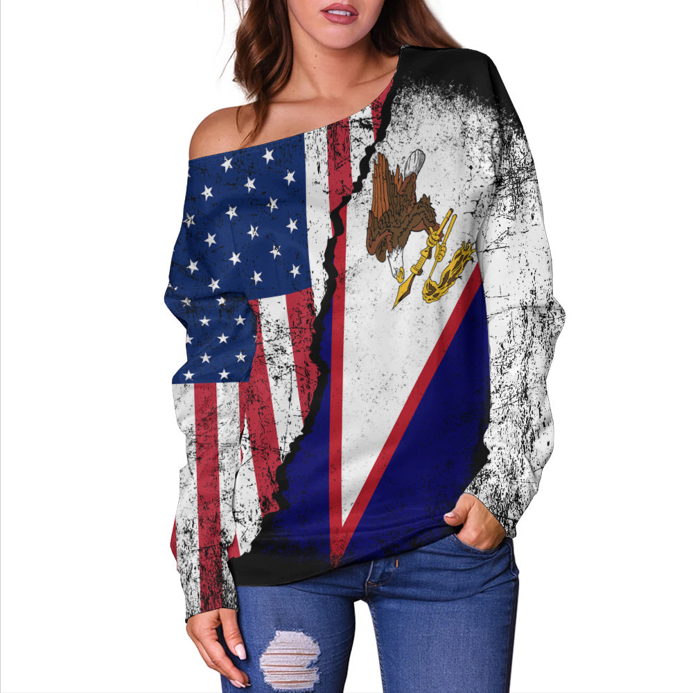 American Samoa Off Shoulder Sweatshirt American Unity Style