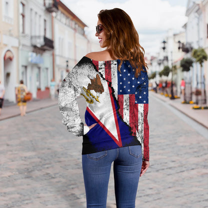 American Samoa Off Shoulder Sweatshirt American Unity Style