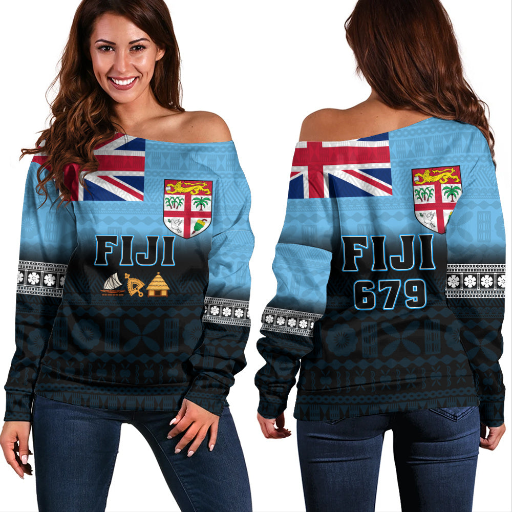Fiji Off Shoulder Sweatshirt 679 Island Crest Tribal Pride