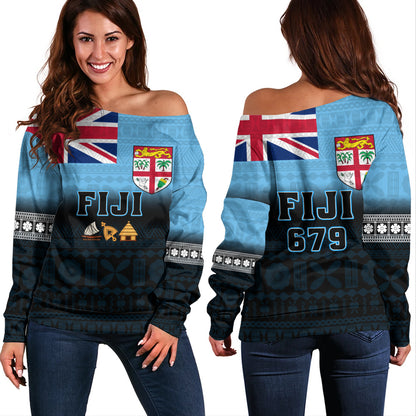 Fiji Off Shoulder Sweatshirt 679 Island Crest Tribal Pride