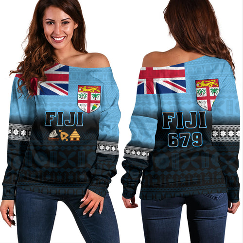Fiji Off Shoulder Sweatshirt 679 Island Crest Tribal Pride
