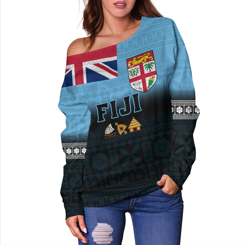 Fiji Off Shoulder Sweatshirt 679 Island Crest Tribal Pride