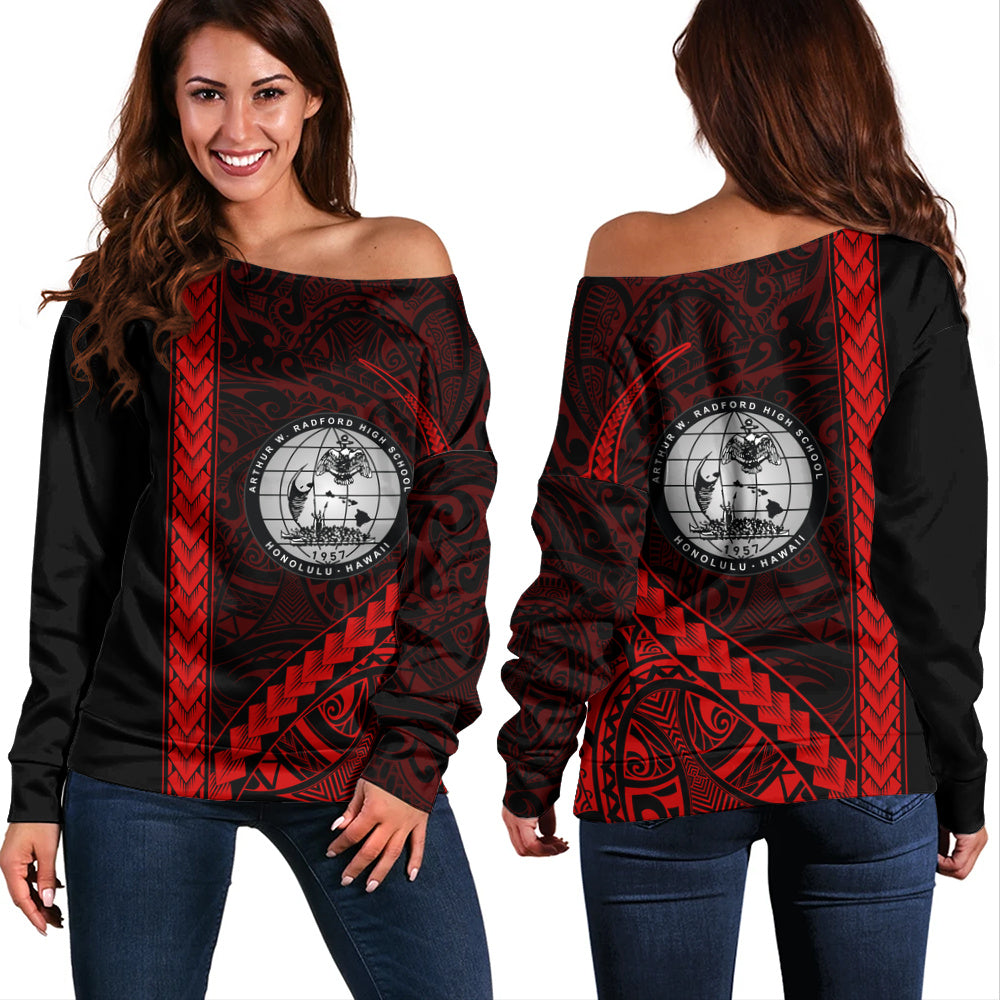 Admiral Arthur W. Radford High School Off Shoulder Sweatshirt Tribal Polynesian Pride Style