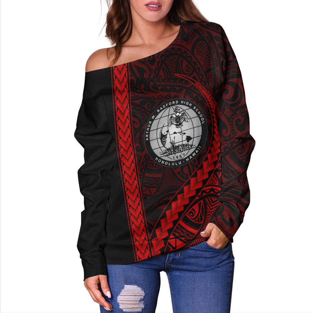 Admiral Arthur W. Radford High School Off Shoulder Sweatshirt Tribal Polynesian Pride Style