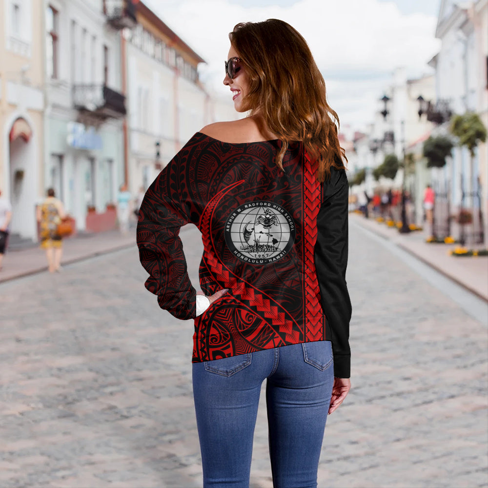 Admiral Arthur W. Radford High School Off Shoulder Sweatshirt Tribal Polynesian Pride Style