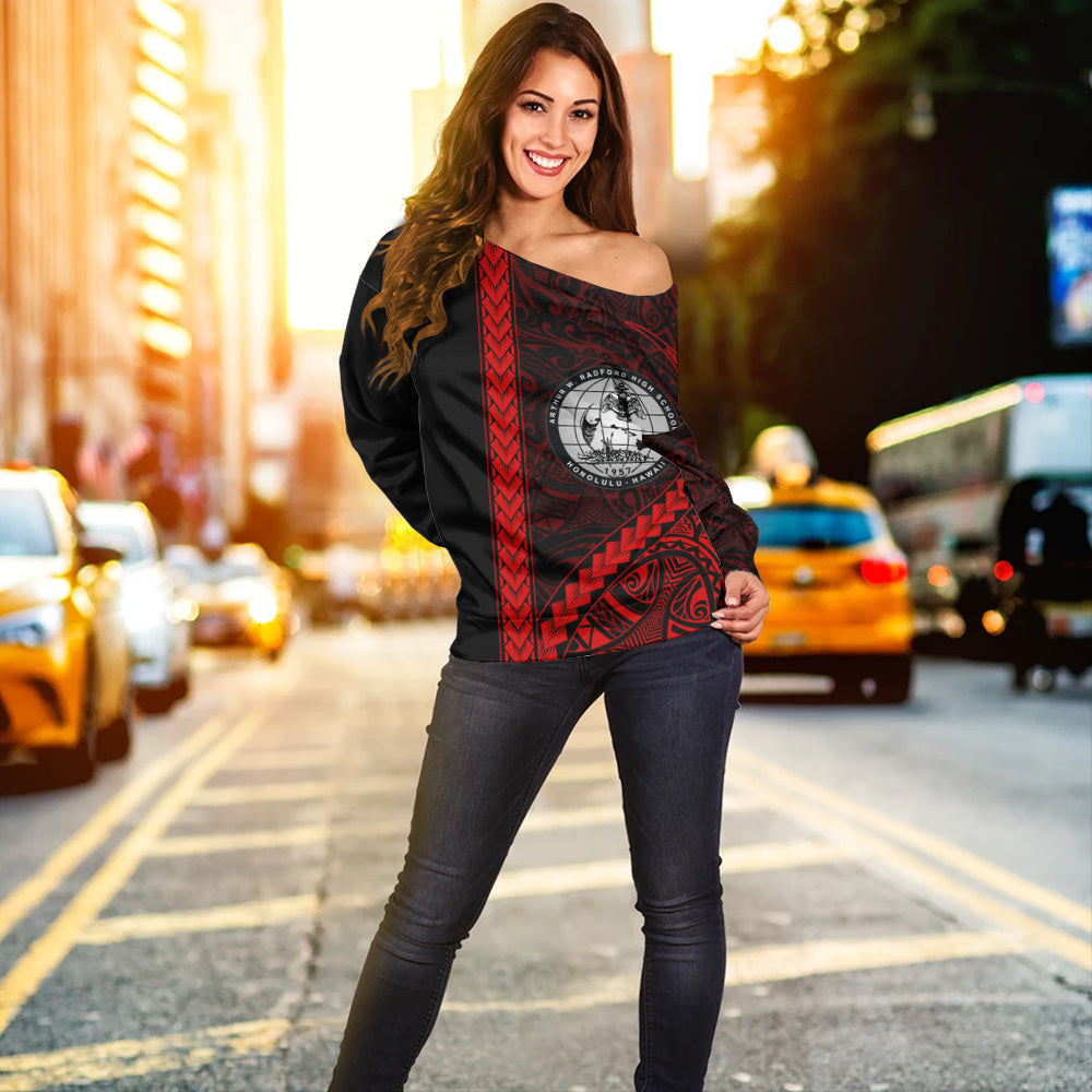 Admiral Arthur W. Radford High School Off Shoulder Sweatshirt Tribal Polynesian Pride Style