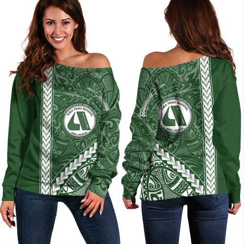 ʻAiea High School Off Shoulder Sweatshirt Tribal Polynesian Pride Style