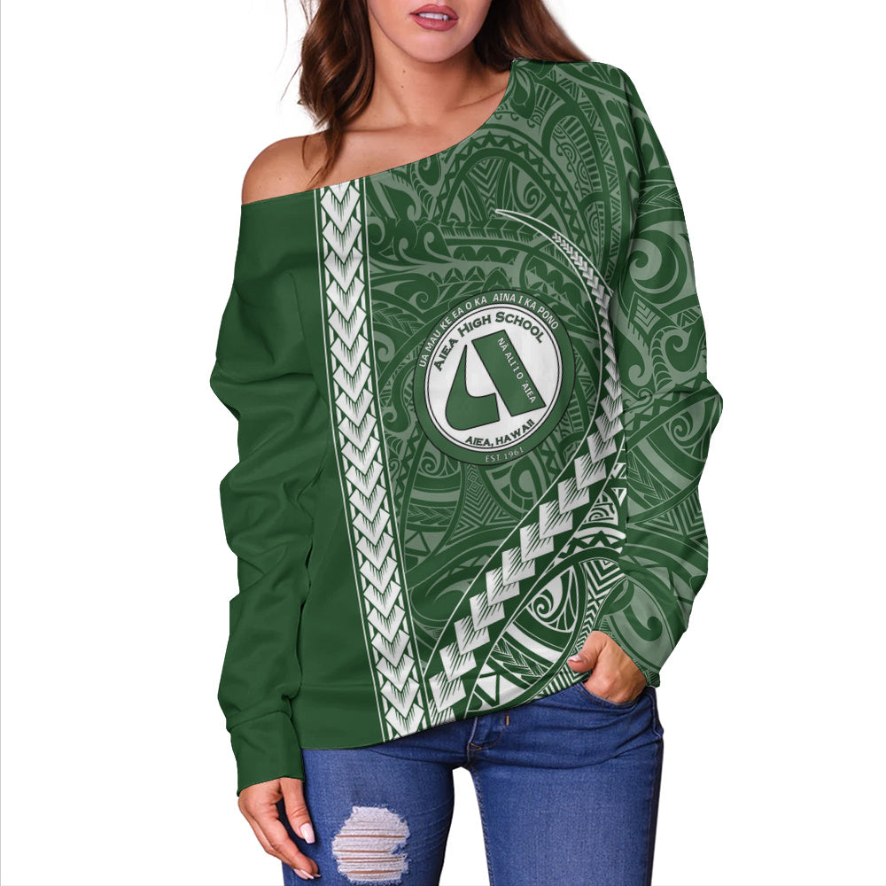 ʻAiea High School Off Shoulder Sweatshirt Tribal Polynesian Pride Style