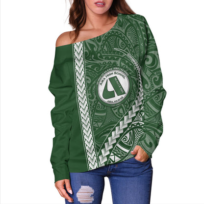 ʻAiea High School Off Shoulder Sweatshirt Tribal Polynesian Pride Style