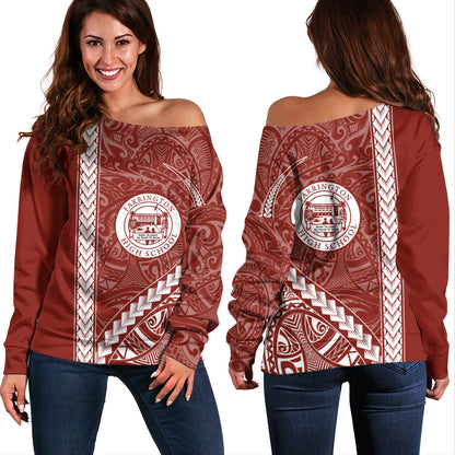 Farrington High School Off Shoulder Sweatshirt Tribal Polynesian Pride Style
