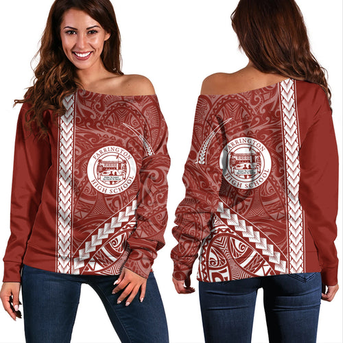 Farrington High School Off Shoulder Sweatshirt Tribal Polynesian Pride Style