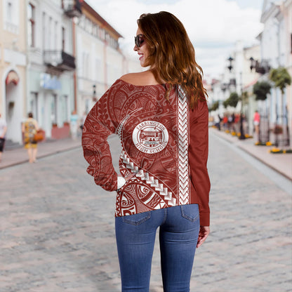 Farrington High School Off Shoulder Sweatshirt Tribal Polynesian Pride Style