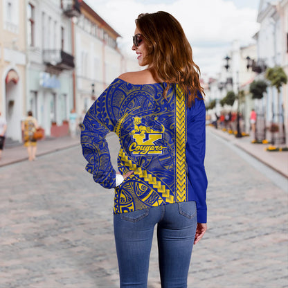 Henry J. Kaiser High School (Hawaii) Off Shoulder Sweatshirt Tribal Polynesian Pride Style