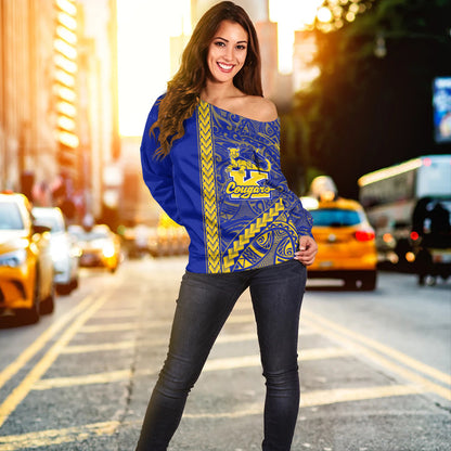 Henry J. Kaiser High School (Hawaii) Off Shoulder Sweatshirt Tribal Polynesian Pride Style
