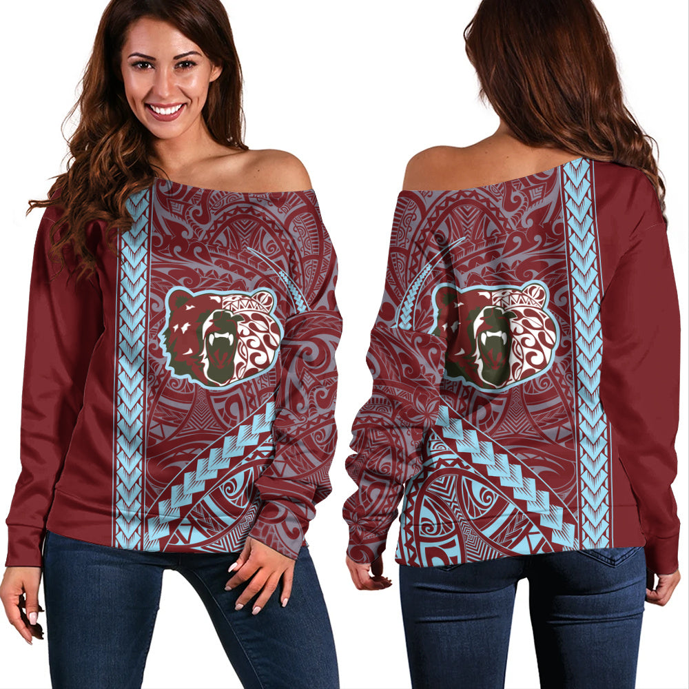 Henry Perrine Baldwin High School Off Shoulder Sweatshirt Tribal Polynesian Pride Style