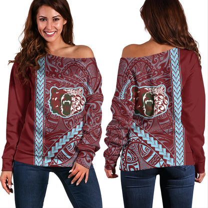 Henry Perrine Baldwin High School Off Shoulder Sweatshirt Tribal Polynesian Pride Style