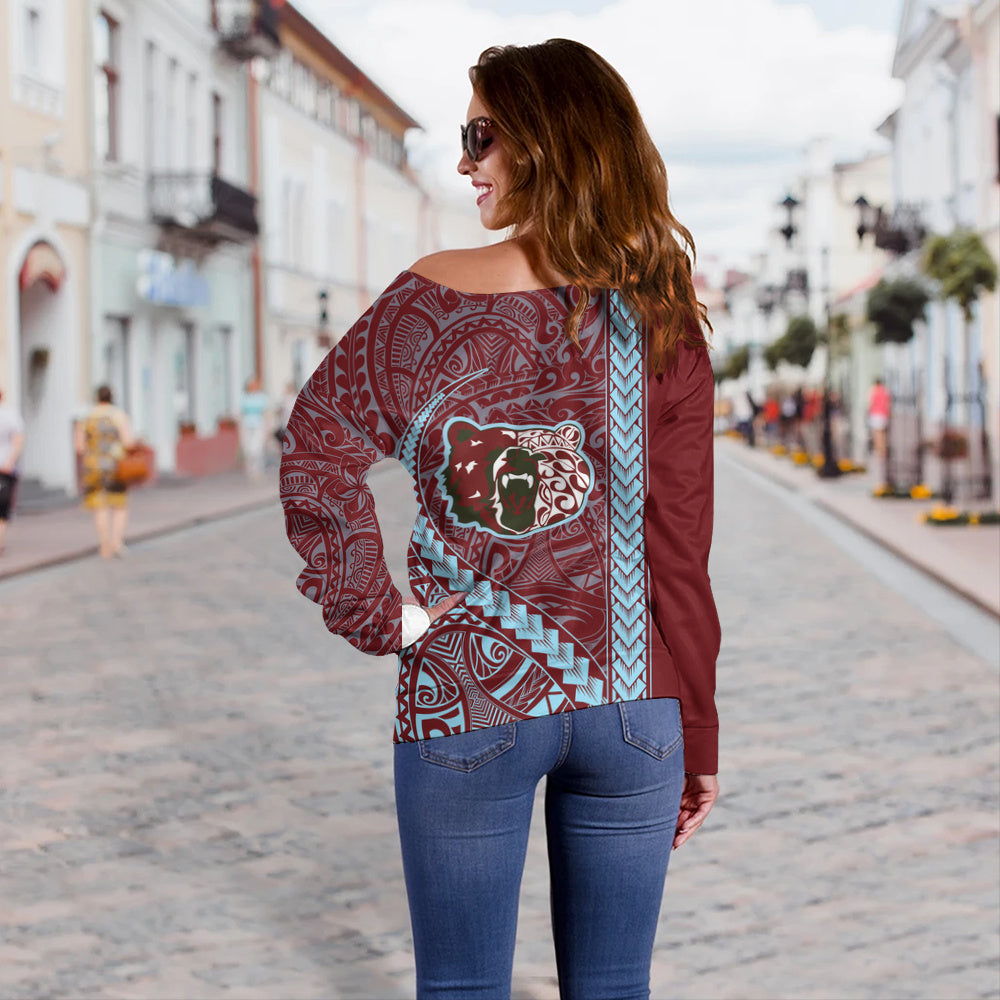 Henry Perrine Baldwin High School Off Shoulder Sweatshirt Tribal Polynesian Pride Style