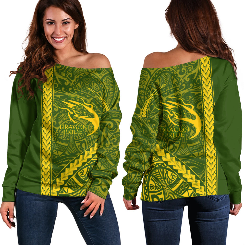 Honokaʻa High & Intermediate School Off Shoulder Sweatshirt Tribal Polynesian Pride Style