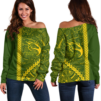 Honokaʻa High & Intermediate School Off Shoulder Sweatshirt Tribal Polynesian Pride Style