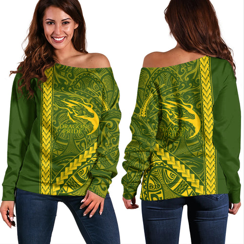 Honokaʻa High & Intermediate School Off Shoulder Sweatshirt Tribal Polynesian Pride Style