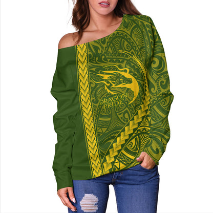 Honokaʻa High & Intermediate School Off Shoulder Sweatshirt Tribal Polynesian Pride Style