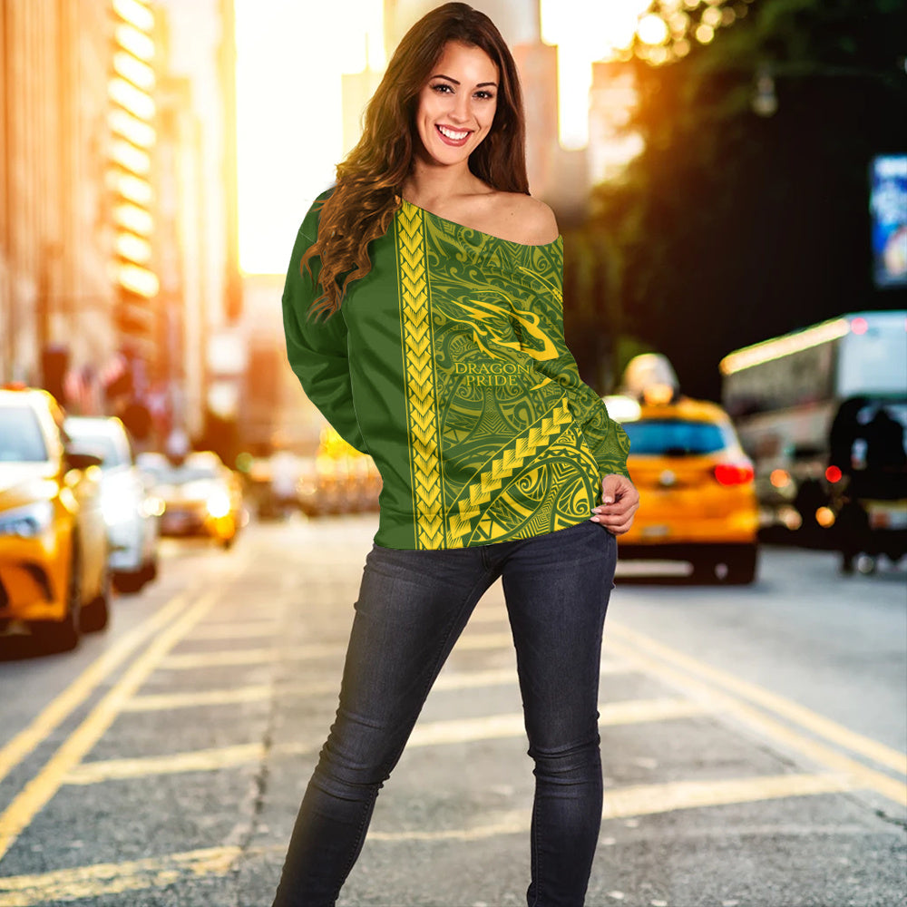 Honokaʻa High & Intermediate School Off Shoulder Sweatshirt Tribal Polynesian Pride Style