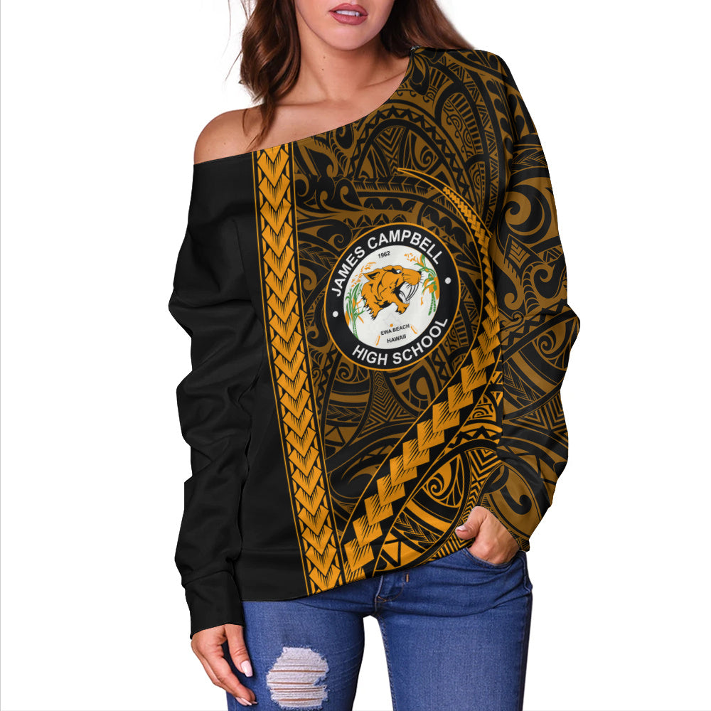 James Campbell High School Off Shoulder Sweatshirt Tribal Polynesian Pride Style