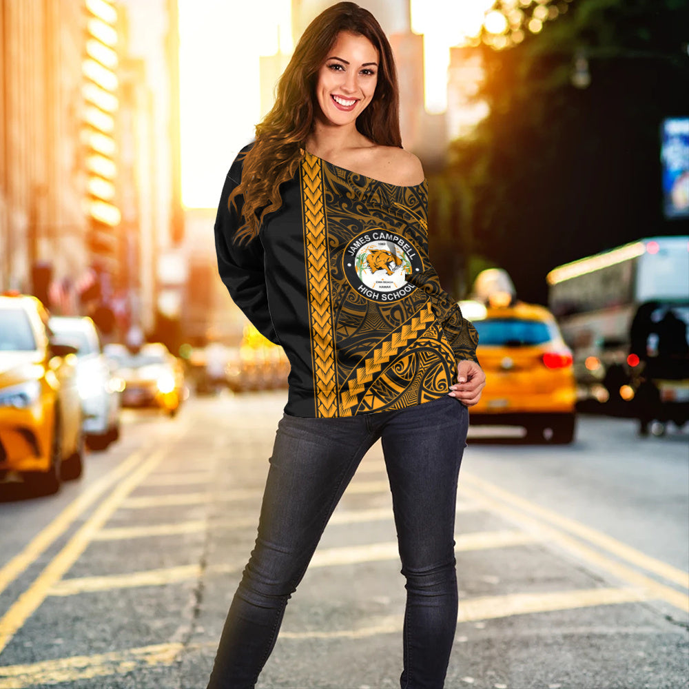 James Campbell High School Off Shoulder Sweatshirt Tribal Polynesian Pride Style