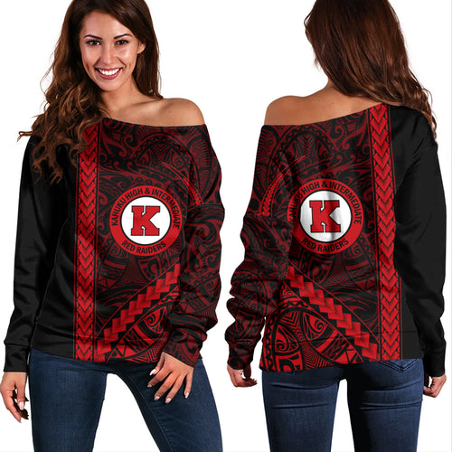 Kahuku High & Intermediate School Off Shoulder Sweatshirt Tribal Polynesian Pride Style
