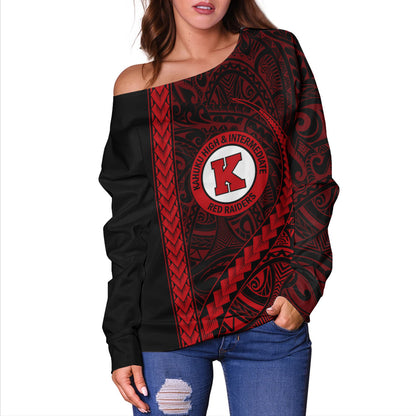 Kahuku High & Intermediate School Off Shoulder Sweatshirt Tribal Polynesian Pride Style