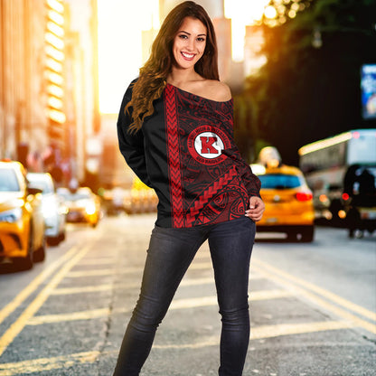 Kahuku High & Intermediate School Off Shoulder Sweatshirt Tribal Polynesian Pride Style
