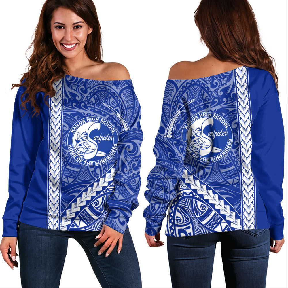 Kailua High School Off Shoulder Sweatshirt Tribal Polynesian Pride Style