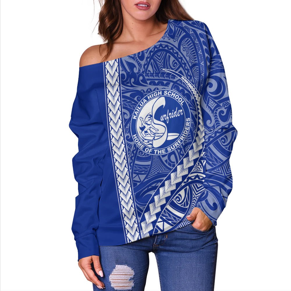 Kailua High School Off Shoulder Sweatshirt Tribal Polynesian Pride Style