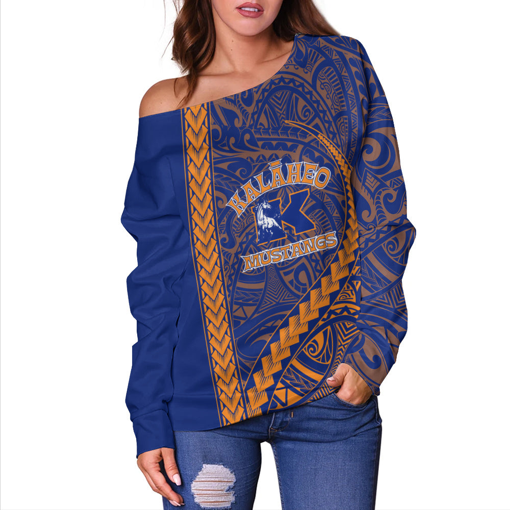 Kalaheo High School Off Shoulder Sweatshirt Tribal Polynesian Pride Style