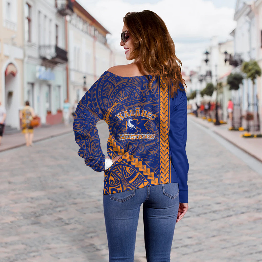 Kalaheo High School Off Shoulder Sweatshirt Tribal Polynesian Pride Style