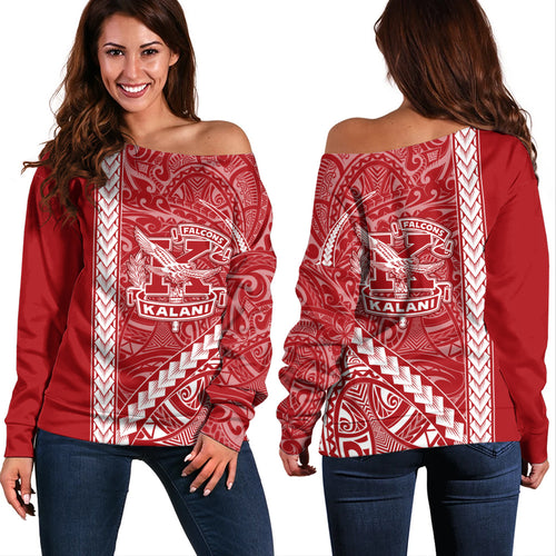 Kalani High School Off Shoulder Sweatshirt Tribal Polynesian Pride Style