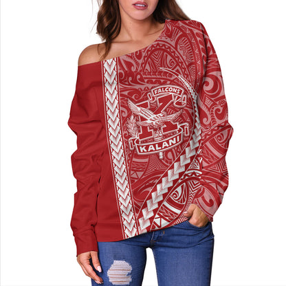 Kalani High School Off Shoulder Sweatshirt Tribal Polynesian Pride Style