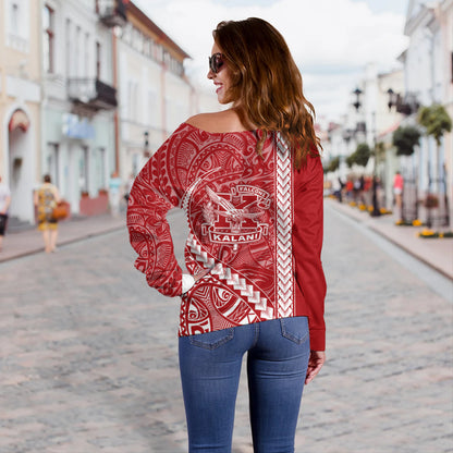 Kalani High School Off Shoulder Sweatshirt Tribal Polynesian Pride Style
