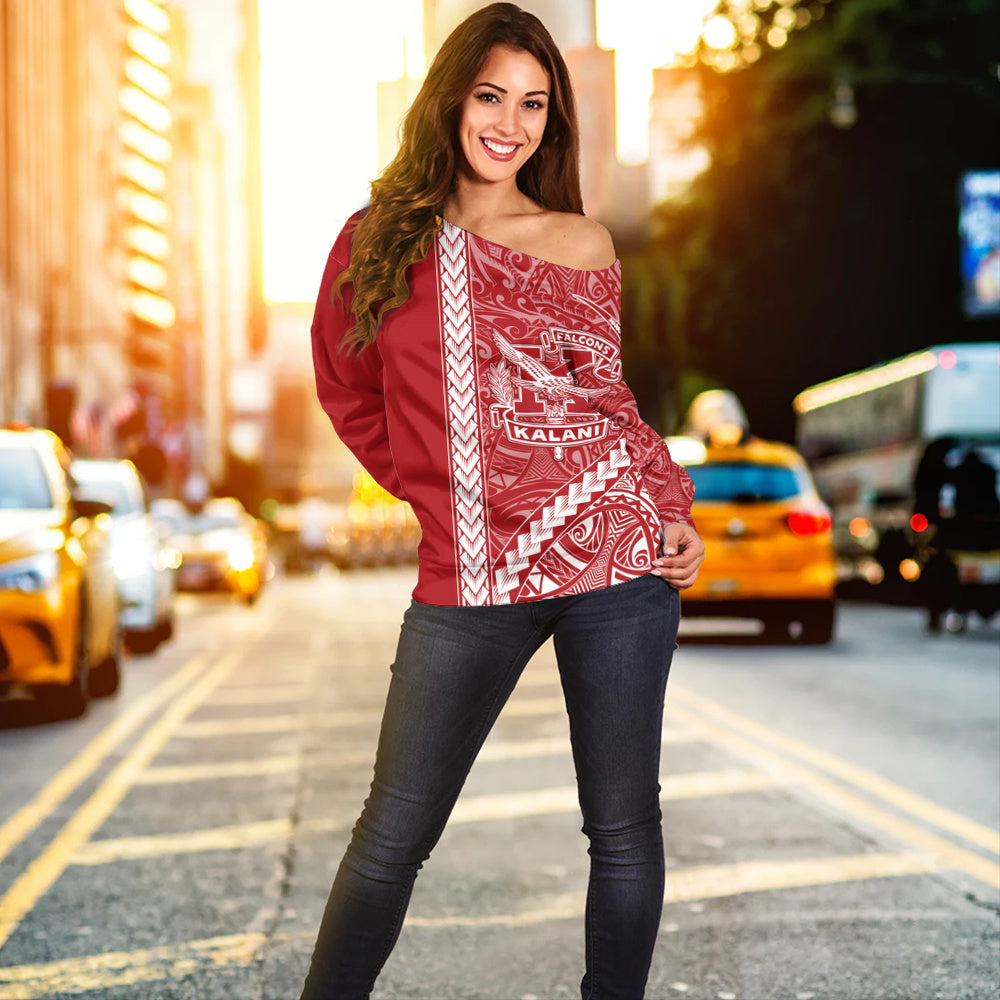 Kalani High School Off Shoulder Sweatshirt Tribal Polynesian Pride Style
