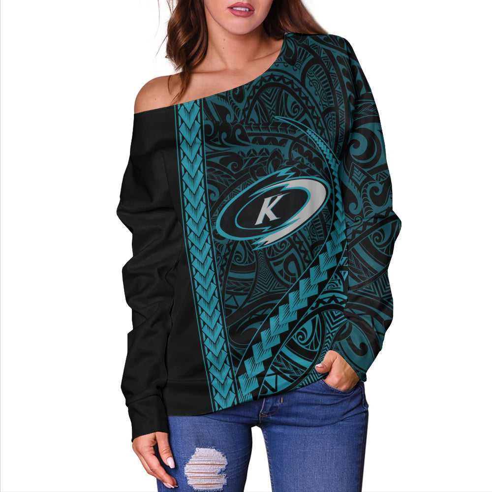 Kapolei High School Off Shoulder Sweatshirt Tribal Polynesian Pride Style
