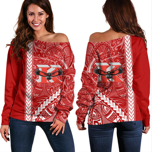 Kauai High School Off Shoulder Sweatshirt Tribal Polynesian Pride Style