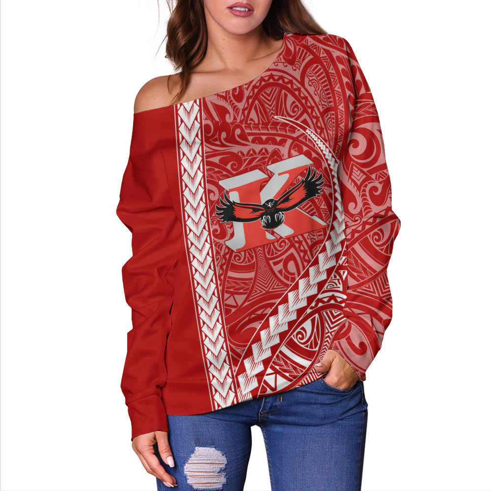 Kauai High School Off Shoulder Sweatshirt Tribal Polynesian Pride Style